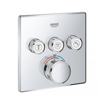 Baterie dus Grohe Grohtherm Smartcontrol termostatata cu 3 iesiri, patrata