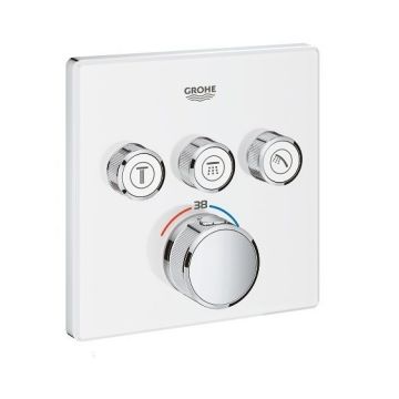 Baterie dus patrata Grohe Grohtherm SmartControl cu 3 iesiri alba