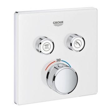 Baterie termostatata Grohe Grohterm Smartcontrol cu 2 functii, patrata, culoare alb