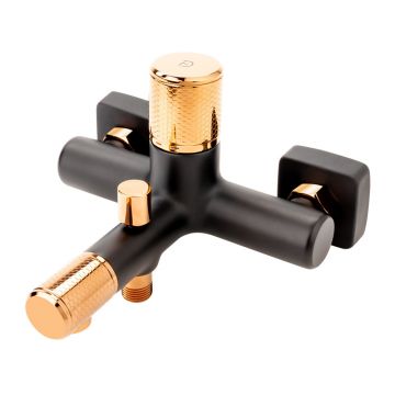 Baterie cada - dus FDesign Ardesia monocomanda negru - rose gold