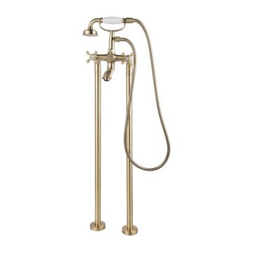 Baterie cada - dus freestanding FDesign Lacrima bronz periat cu set de dus
