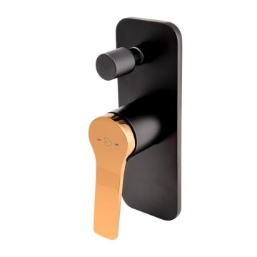 Baterie cada - dus incastrata FDesign Seppia negru - rose gold cu corp ingropat