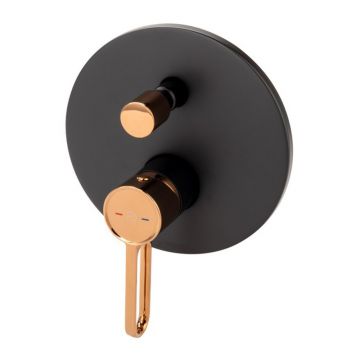 Baterie cada - dus incastrata FDesign Zaffiro negru - rose gold cu corp ingropat