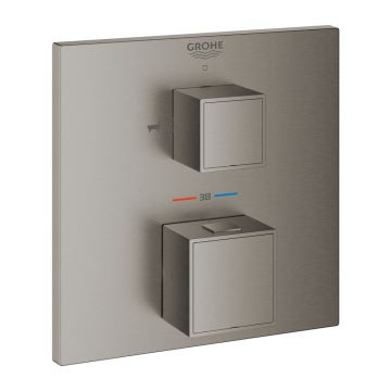 Baterie cada - dus incastrata Grohtherm Cube 2 iesiri antracit periat Hard Graphite fara corp ingropat