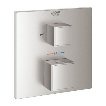 Baterie cada - dus incastrata Grohtherm Cube 2 iesiri crom periat Supersteel fara corp ingropat