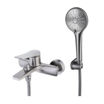 Baterie cada - dus Lemark Bronx cu set de dus grafit lucios