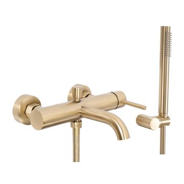Baterie cada - dus Rea Lungo auriu periat cu set de dus