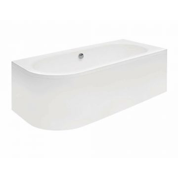 Cada asimetrica Besco Avita 160x75 cm alb lucios cu montaj dreapta