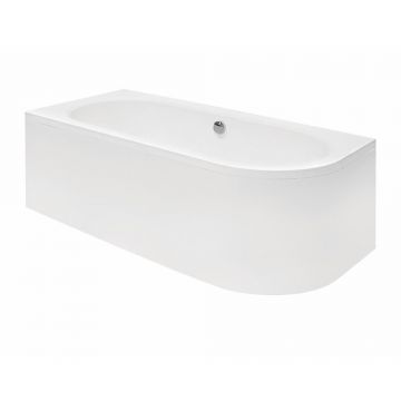 Cada asimetrica Besco Avita 160x75 cm alb lucios cu montaj stanga