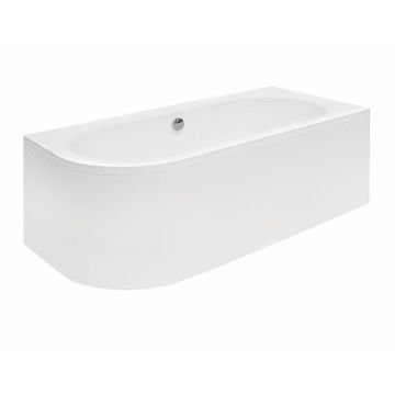 Cada asimetrica Besco Avita 180x80 cm alb lucios cu montaj dreapta