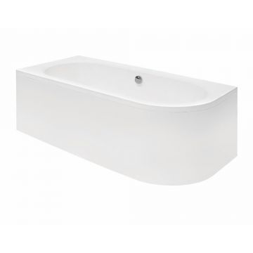 Cada asimetrica Besco Avita 180x80 cm alb lucios cu montaj stanga