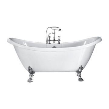 Set cada freestanding Florida Garda New 175x72 cm si baterie dubla comanda crom lucios