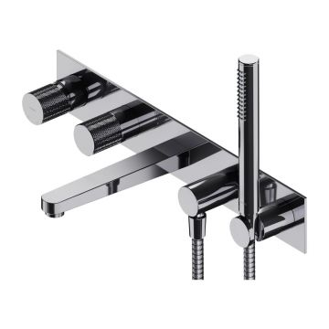 Baterie cada - dus incastrata Omnires Contour 5 orificii cu corp ingropat si set de dus