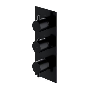 Baterie cada - dus incastrata Omnires Y termostatata negru fara corp ingropat