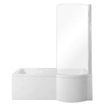 Cada baie asimetrica Besco Inspiro 150x70cm cu paravan sticla 1 element orientare dreapta