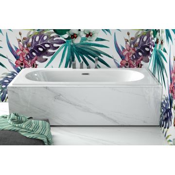 Cada baie rectangulara Besco Vitae Slim+ 180x80cm acril preaplin rectangular crom