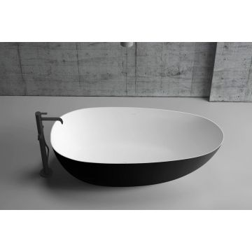 Cadă de baie Viking freestanding, 170x80x58, formă ovală, exterior negru mat și interior alb, cod 4009