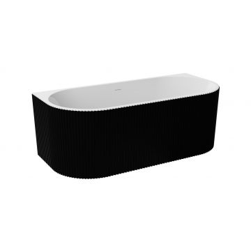 Cada freestanding Besco Leya Black&White 150x75cm montare la perete exterior canelat sifon click-clack cu ornamente albe negru-alb