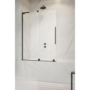 Paravan cada cu element culisant Radaway Furo SL PND II Black 110cm orientare stanga negru mat