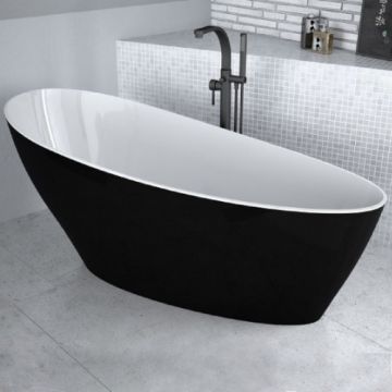 Cada freestanding Besco Keya black&white, 165x70cm - Dimensiune 165x70