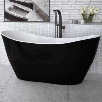 Cada freestanding Besco Viya black&white, 160x70 cm - Dimensiune 160x70