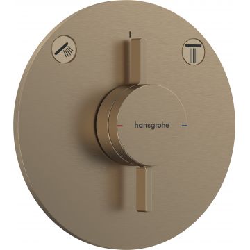 Baterie cada - dus Hansgrohe DuoTurn S cu doua functii  montaj incastrat  necesita corp ingropat  bronz periat