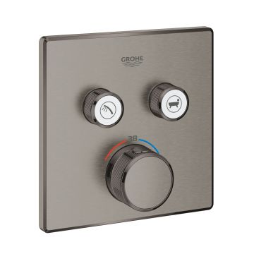 Baterie cada - dus termostatata Grohe Grohtherm SmartControl cu 2 functii  montaj incastrat  necesita corp ingropat  brushed hard graphite