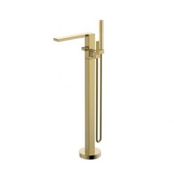 Baterie cada freestanding Wellis Aurum, auriu, cu kit de dus - Culoare Gold