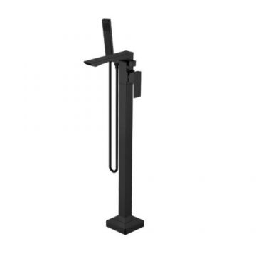 Baterie cada freestanding Wellis Mamba, negru, cu kit de dus - Culoare Negru