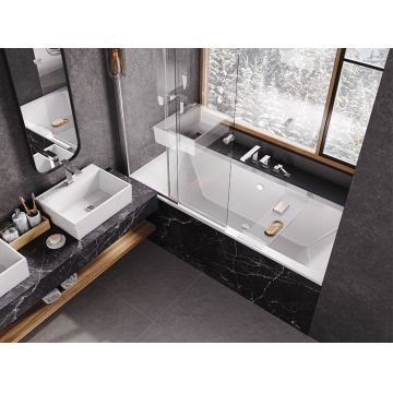Paravan cada Besco Easy Slide 100x150cm  cu element culisant  profil crom