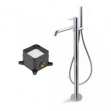 Set baterie cada freestanding si corp incastrat Vema Maira, cu kit de dus - Culoare Crom