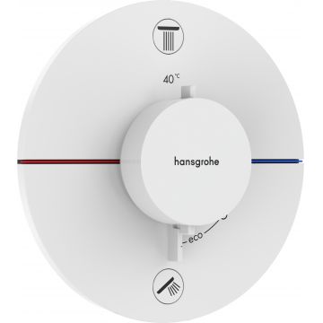 Baterie cada - dus termostatata Hansgrohe ShowerSelect Comfort S cu 2 functii  montaj incastrat  necesita corp ingropat  alb mat