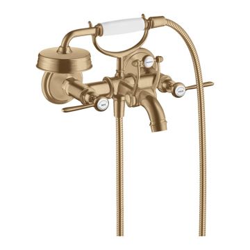 Baterie cadă - duș, Axor, Montreux, cu pară și furtun de duș, bronz periat, 16551140 Baterie cadă - duș, Axor, Montreux, cu pară și furtun de duș, bronz periat, 16551140