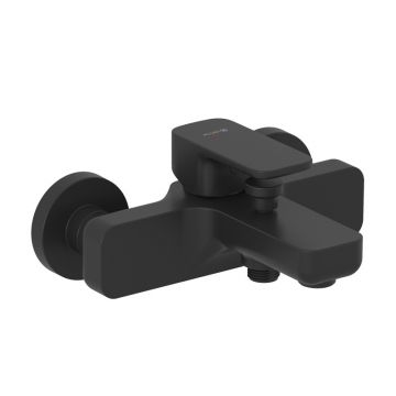 Baterie cadă-duș Kludi, Renon, montaj pe perete, negru mat Baterie cadă-duș Kludi, Renon, montaj pe perete, negru mat