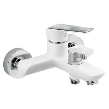 Baterie cada-dus, Ferro, Tina white, cu montaj pe perete, alb - crom Baterie cada-dus, Ferro, Tina white, cu montaj pe perete, alb - crom