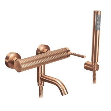 Baterie pentru cada, Rea Argon, din alama sanitara, cupru periat cu riflaje Baterie pentru cada, Rea Argon, din alama sanitara, cupru periat cu riflaje