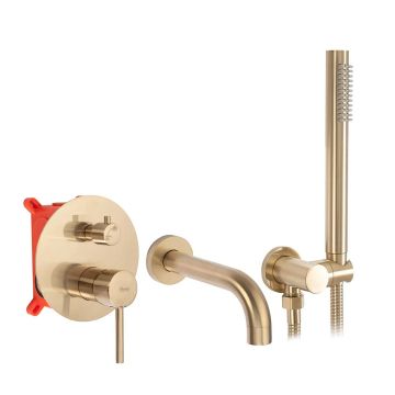 Baterie pentru cada, Rea Lungo +box, din alama sanitara, auriu periat Baterie pentru cada, Rea Lungo +box, din alama sanitara, auriu periat