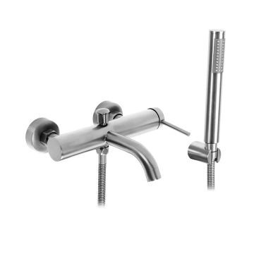 Baterie pentru cada, Rea Spot, din alama sanitara si ABS, argintiu periat Baterie pentru cada, Rea Spot, din alama sanitara si ABS, argintiu periat