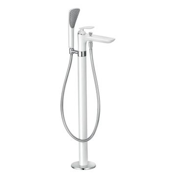 Baterie stativă cadă - duș, Kludi, Balance, cu set de duș, alb mat Baterie stativă cadă - duș, Kludi, Balance, cu set de duș, alb mat