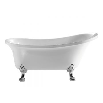 Cada baie freestanding Bella*BSM-404  acril  170 x 75 x 75 cm  alb  picioare argintii