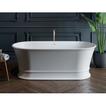 Cada baie freestanding ovala, compozit, cu preaplin, 170 x 84 cm, Foglia Clasic Elegante