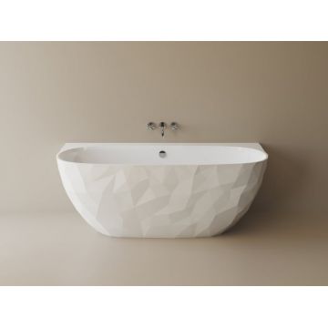 Cada freestanding compozit, 160 x 80 cm, lipita de perete, model  3D, alb lucios mat Foglia Linea