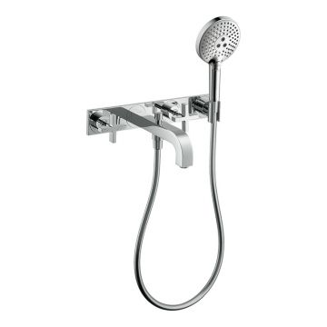 Baterie cadă - duș, Axor, Citterio, mânere tip cruce, cu set de duș, crom, 39441000 Baterie cadă - duș, Axor, Citterio, mânere tip cruce, cu set de duș, crom, 39441000