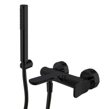 Baterie cadă - duș, FIMA Carlo Frattini, Flo, cu set de duș, negru mat, F3804NS Baterie cadă - duș, FIMA Carlo Frattini, Flo, cu set de duș, negru mat, F3804NS