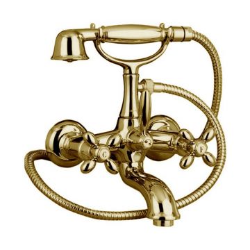 Baterie cadă - duș, FIMA Carlo Frattini, Olivia, cu pară și furtun de duș, auriu, F5004OR Baterie cadă - duș, FIMA Carlo Frattini, Olivia, cu pară și furtun de duș, auriu, F5004OR