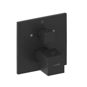 Baterie cadă-duș Kludi, Decus, termostatată, parte vizibilă, negru mat Baterie cadă-duș Kludi, Decus, termostatată, parte vizibilă, negru mat