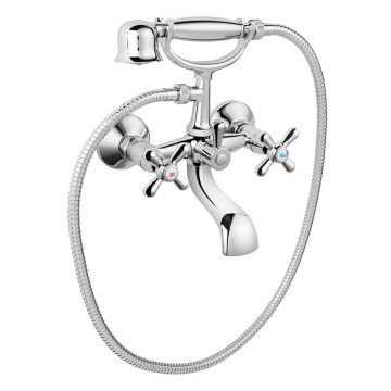 Baterie cada - dus, Ferro, Retro New, cu para de dus si furtun, crom Baterie cada - dus, Ferro, Retro New, cu para de dus si furtun, crom