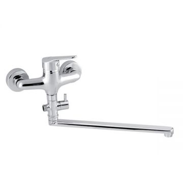 Baterie cada - dus, Ferro, Titania Iris New, pipa mobila, dreapta, crom Baterie cada - dus, Ferro, Titania Iris New, pipa mobila, dreapta, crom