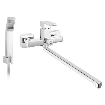 Baterie cada - dus, Ferro, Zicco, cu pipa mobila si set de dus, crom Baterie cada - dus, Ferro, Zicco, cu pipa mobila si set de dus, crom