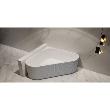 Cada de baie, de colt, 1500x1500x580, din acril, alb lucios, riflat, MonBlari